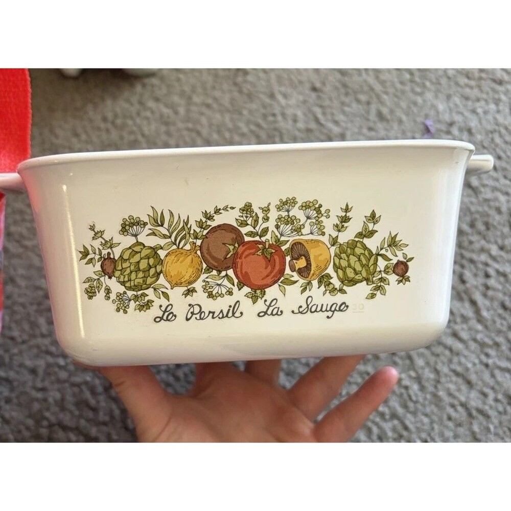 VTG Corning Ware Le Persil La Sauge Spice of Life P-4-B 7x5.5x3 Dish ONLY Glass